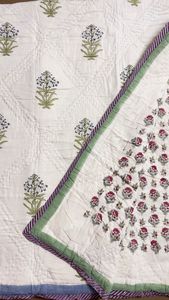 handblock printed handstitch <b>indian</b> tradition cottan filling <b>quilt</b> - Product Image 2
