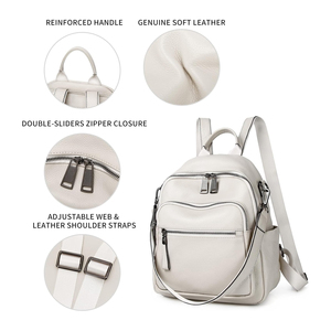 Sac à dos en cuir pour homme, couleur unie, idéal pour le camping, grand espace et utilisation pratique - Product Image 4