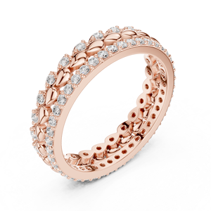 Anillo de Eternidad con Hojas Marquise en Oro Rosa para Mujer, Joyería de Moda de Lujo con Cristales para Aniversario de Bodas, Regalo - Product Image 2