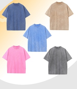 T-shirt en jean délavé surdimensionné pour homme, manches courtes, col rond, couleur unie, en coton, style décontracté - Product Image 4