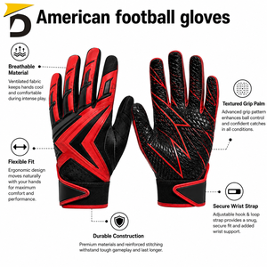 Gants de football légers avec une tenue sécurisée et une surface adhérente sur la paume, conçus pour une meilleure manipulation et une meilleure préhension du ballon - Product Image 6