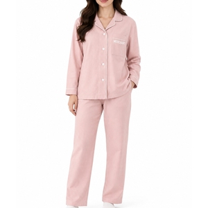 Women's Custom Color Button Front Pajama Set <b>Long</b> Sleeve Sleepwear Matching Pants Soft Comfort Relaxed Button Front - Product Image 2