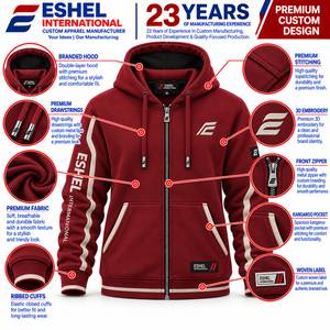 Usine de vêtements personnalisés pour sweats à capuche zippés, spécialisée dans les marques privées et les commandes en gros pour les marques de mode B2B. - Product Image 1