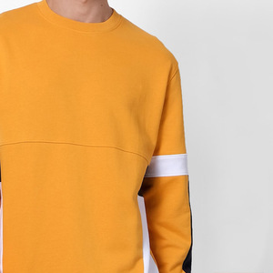 Sudadera de cuello redondo con bloques de color para hombre, amarillo mostaza, forro polar, estilo casual deportivo, ropa de calle, manga larga - Product Image 6