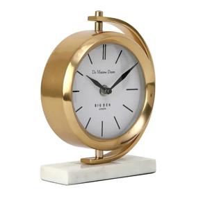 Horloge de table ronde en laiton de la marque De Maison Decor avec base en marbre, design minimaliste, Big Ben Londres, horloge décorative - Product Image 4