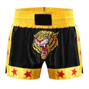 กางเกงมวยไทยชาย สีดำลายเสือเหลือง ปักลายเสือ สำหรับฝึกซ้อมและแข่งขัน ทรงปกติ ผ้าโพลีเอสเตอร์ยืดได้ สำหรับผู้ใหญ่ - Product Image 2