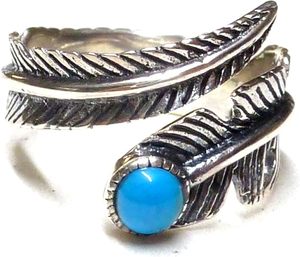 Anillo Artesanal de Plata de Ley con Turquesa y Pluma, Inspirado en la Naturaleza, Joyería Artesanal - Product Image 5