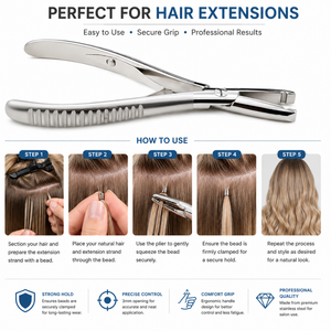 Alicates para Extensiones de Cabello de Acero Inoxidable, Herramienta Profesional para Instalar y Retirar - Product Image 6