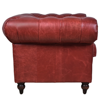 Canapé Chesterfield design une place en cuir véritable, dossier matelassé, accoudoirs rembourrés, bois massif, pour hôtel, extérieur, portable