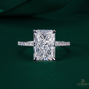 Lumera Brilliant Cut Lab Grown Diamond Engagement <b>Ring</b> Gold Band Pave Side Cut Diamonds IGI Certified Luxury Classic Women's - Product Image 1