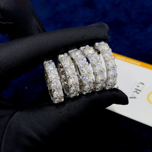 <b>Men</b> Engagement Bands Moissanite Pave <b>Ring</b> Third Party Certified Gold Plated 925 Sterling <b>Silver</b> Micro Insert Hiphop Jewelry - Product Image 1