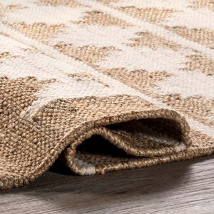 Handwoven Beige White Tribal Area <b>Rug</b> Geometric Jute Carpet <b>Boho</b> Farmhouse Modern Living Room Bedroom Handmade Floor Decor - Product Image 3