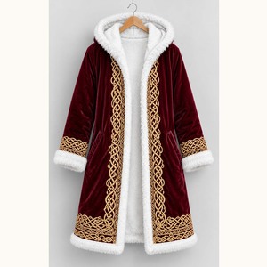 Manteau à capuche vert et or de qualité supérieure pour hommes et femmes, avec broderie dorée, bordure en fausse fourrure, longueur genou, veste d'hiver - Product Image 5