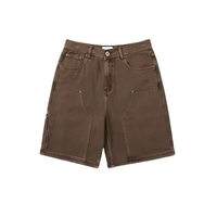 Shorts de travail marron pour homme, double genouillère, coupe ample, style décontracté, tons terreux, en coton épais, streetwear tendance