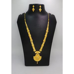 Collier avec boucles d'oreilles Parure de bijoux en laiton pur plaqué or Parure de bijoux collier design indien de haute qualité - Product Image 4