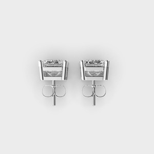 IGI Certified Lab Grown Emerald Cut Diamond Stud <b>Earrings</b> <b>Solid</b> 925 Sterling <b>Silver</b> Solitaire Diamond <b>Earrings</b> - Product Image 4