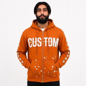 Sudadera con capucha de algodón 100% personalizada para hombre, de invierno, de peso pesado, bordada, de forro polar, estilo urbano, con cremallera metálica, para compradores estadounidenses. - Product Image 5
