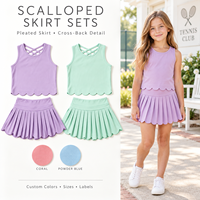 Ensemble de sport et de yoga pour bébés filles : Jupe de tennis personnalisée, style tendance, vente en gros, vêtements de fitness pour tout-petits