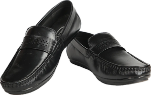 Mocassins Ashwin pour hommes en cuir véritable noir, confortables, souples, décontractés, pour le bureau, toutes saisons, motif uni - Product Image 3