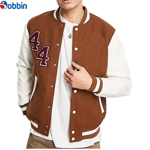 2025 Custom Logo Men's College Baseball <b>Jacket</b> Casual <b>Sheep</b> Leather Winter <b>Jacket</b> Style Turn-down Collar Regular Fit Autumn Wear - Product Image 1