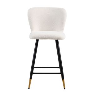 Taburete de Bar de Estilo Moderno de 25.79 Pulgadas con Asientos Blancos, Patas de Metal Negro y Extremos con Detalles Dorados, Decoración Versátil, Estilos Adecuados - Product Image 4