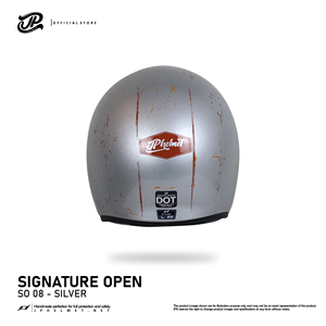 หมวกกันน็อคครึ่งใบ JP Signature Open Motif SO 08 Retro สีเงิน ผสมผสานดีไซน์คลาสสิกและความปลอดภัยทันสมัยสำหรับการขับขี่ - Product Image 4