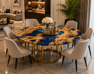 Mesa de Centro de Resina Premium |   Tablero de Madera Natural con Resina Epoxi Azul |   Muebles Modernos de Lujo para Sala de Estar, para Cumpleaños y Graduaciones - Product Image 2