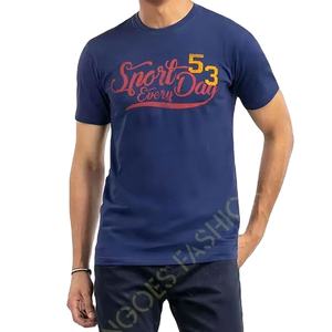 Camiseta de Manga Corta de Algodón con Logotipo Personalizado Estilo Formal Azul Marino para Hombre, Deportes de Verano - Product Image 1
