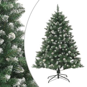 Árbol de Navidad Plegable Mediano de PVC y Acero Verde y Blanco para Decoraciones Festivas - Product Image 1