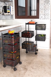 Étagère de rangement pliable portable de qualité supérieure en matériau MS à quatre niveaux pour la cuisine - Product Image 3
