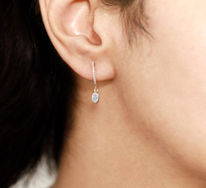 Boucles d'oreilles créoles modernes en diamant certifié IGI, or massif 14 carats, coupe ovale, pendantes, élégantes, bijoux de mariage, cadeau - Product Image 2