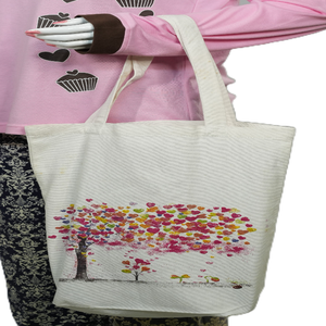 Sac fourre-tout en toile de coton biologique 100% écologique avec logo personnalisé imprimé, fermeture à glissière, réutilisable, design unique, tendance, lavable - Product Image 3