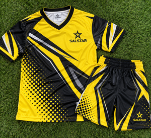Conjunto de Camiseta y Pantalones Cortos de Rugby Sublimados para Mujer, Amarillo y Negro, Cuello en V, Transpirable, Poliéster, Uniforme Deportivo, Logotipo Personalizado de Patrocinadores del Equipo - Product Image 6