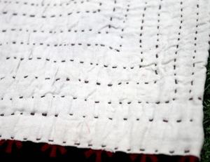 Antiguo 1960s Vintage cosido a mano Kantha Banjara bolsa de dote/funda de almohada de Kutch con apliques bordados a mano - Product Image 6