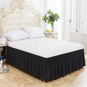 Ensemble de jupe de lit classique en polyester noir, uni, teint, lavable, pour usage domestique, 200TC, écologique, imperméable, avec service OEM et logo personnalisé - Product Image 1