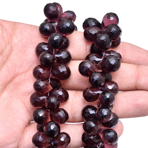 Cuentas de rodolita natural facetada en forma de lágrima de 10x15 mm, cuarzo hidrocolor, piedras semipreciosas para joyería. - Product Image 2