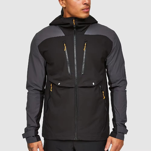 Men's Hooded Windproof Jacket Solid Color Block Sporty Zipper Closure Regular Fit Winter Wear Polyester Material - Product Image 1