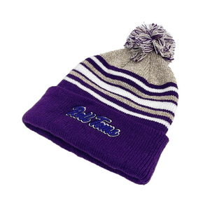 Delta Psi Phi Knitted Beanie <b>Hat</b> with Pom Pom Embroidered Crest Pink <b>Navy</b> Blue Unisex Winter Cap - Product Image 4