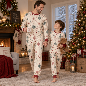 Ensemble de pyjamas en flanelle imprimée de Noël, manches longues, deux pièces, assortis pour la famille, vêtements de nuit d'hiver, doux et confortables, longueur intégrale - Product Image 2