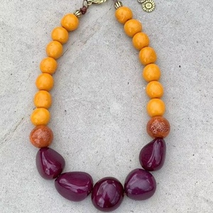Premiumt Natural Style Resin Beads Necklace Trendy Handmade for Women Designer Statement Jewelry - Product Image 1