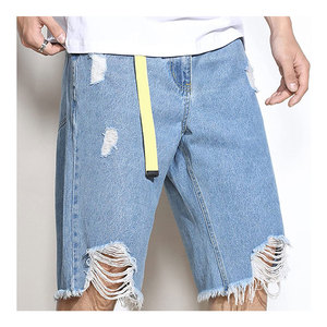 Shorts de Mezclilla para Hombre, Estilo Utilitario, Lavado Claro, Corte Holgado, Bolsillos Delanteros, Estilo Boyfriend, Color Azul Claro - Product Image 2