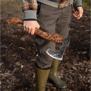 Hache à main de survie robuste pour camping en plein air, lame gravée loup, style tomahawk nordique médiéval, 20 pouces, personnalisée OEM, vente en gros - Product Image 5