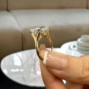 Partywear Lab Grown 3.01CT Emerald Cut Diamond Solitaire Ring 18K Yellow Gold Stackable Sparkling Luxury Surprise For <b>Girlfriend</b> - Product Image 2