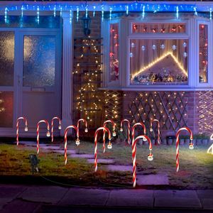 Lumières solaires de Noël en forme de canne à sucre IP44 étanches à 72 LED, 12 cannes à sucre, décorations de Noël extérieures, éclairage vacillant pour marquage de chemin - Product Image 1