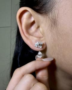 <b>Rectangular</b> Radiant Cut Cubic Zirconia Stud Earrings Sterling Silver Solitaire <b>Basket</b> Set Fine Jewelry for Women Bridal Gift - Product Image 4