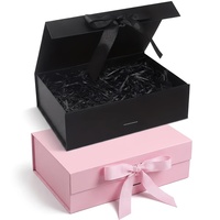 Emballage en carton noir rigide en forme de livre, écologique, avec logo personnalisé, pour boîte cadeau VIP pour mariages