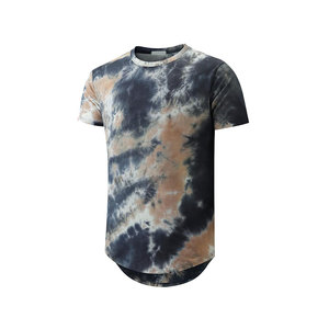 Camiseta de Manga Corta con Cuello Redondo y Estampado Tie-Dye para Hombre, Corte Regular, Estilo Casual de Punto - Product Image 1