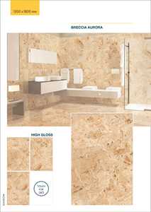 Azulejos de Porcelana de Alto Brillo de 1200x1800mm y 9mm, Aspecto de Mármol Breccia Aurora, Antideslizantes, Resistentes al Desgaste, Pulidos y Vitrificados para Piso y Pared - Product Image 5
