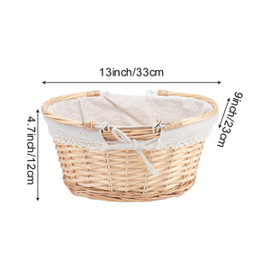 Durable & Stylish Willow Woven Storage <b>Basket</b> with Removable Poly-Cotton <b>Lining</b> & Adjustable Handles for Picnics - Product Image 2