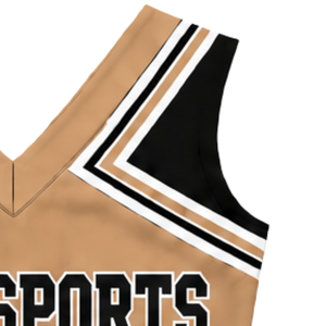 Haut d'uniforme de cheerleading marron clair sans manches à col en V pour femmes et filles, idéal pour les spectacles de danse en équipe et les compétitions - Product Image 3